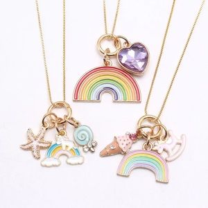 Rainbow gold tone stainless necklaces